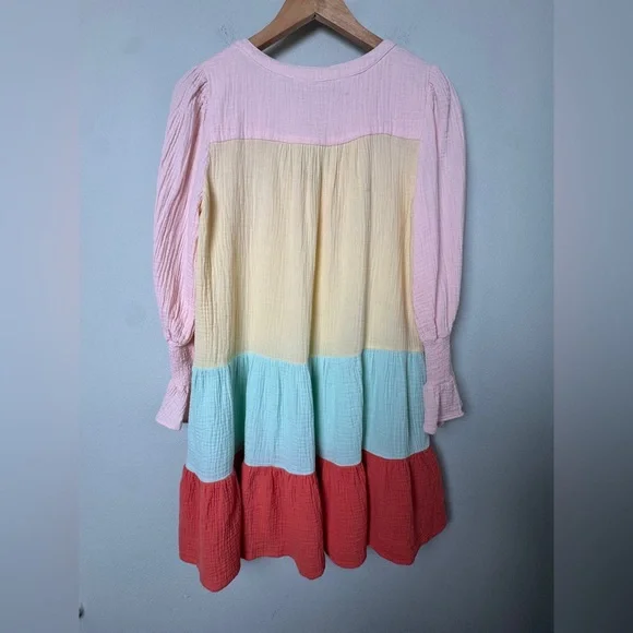 Tuckernuck Pomander Place Sorbet Colorblock Kenzo‎ Tiered Mini Gauze LS Dress S